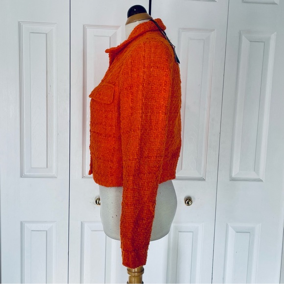 Rachel Zoe Vibrant Orange Tweed Blazer - Picture 2 of 8